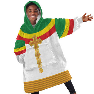 Meskel Ethiopia Kid Wearable Blanket Hoodie True Cross - African Pride