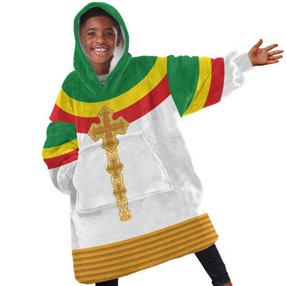 Meskel Ethiopia Kid Wearable Blanket Hoodie True Cross - African Pride