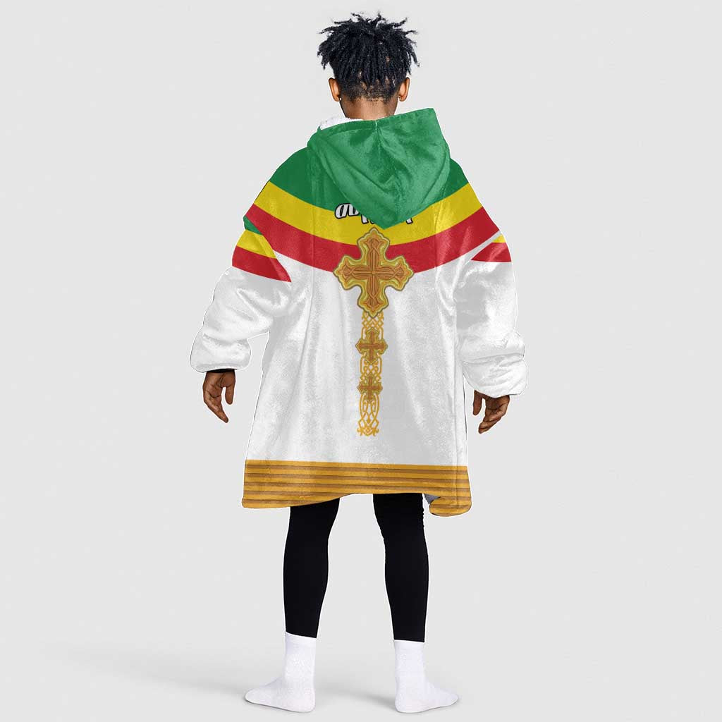 Meskel Ethiopia Kid Wearable Blanket Hoodie True Cross - African Pride