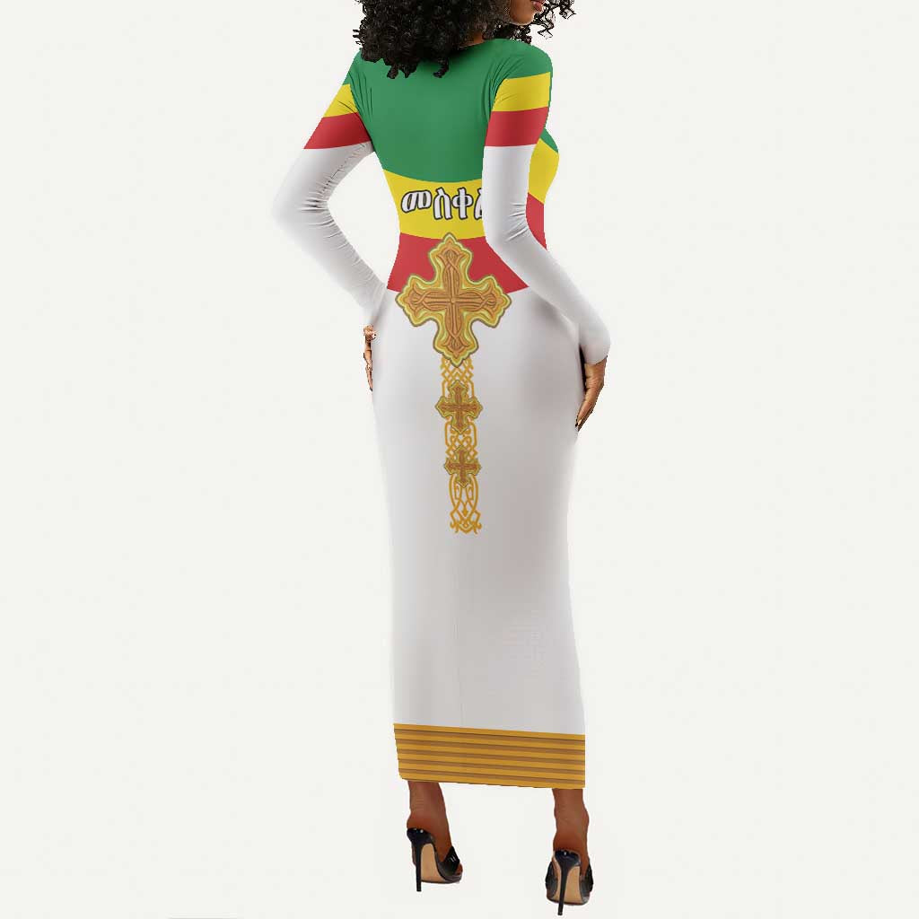 Meskel Ethiopia Long Sleeve Bodycon Dress True Cross - African Pride