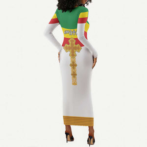 Meskel Ethiopia Long Sleeve Bodycon Dress True Cross - African Pride