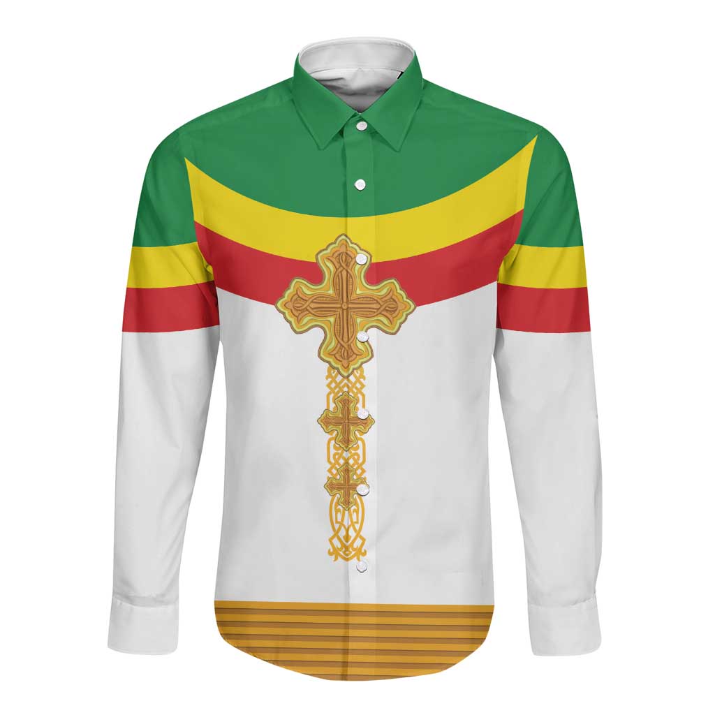 Meskel Ethiopia Long Sleeve Button Shirt True Cross - African Pride