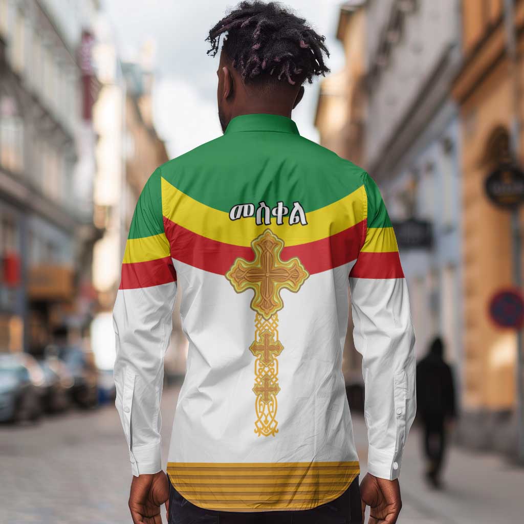 Meskel Ethiopia Long Sleeve Button Shirt True Cross - African Pride