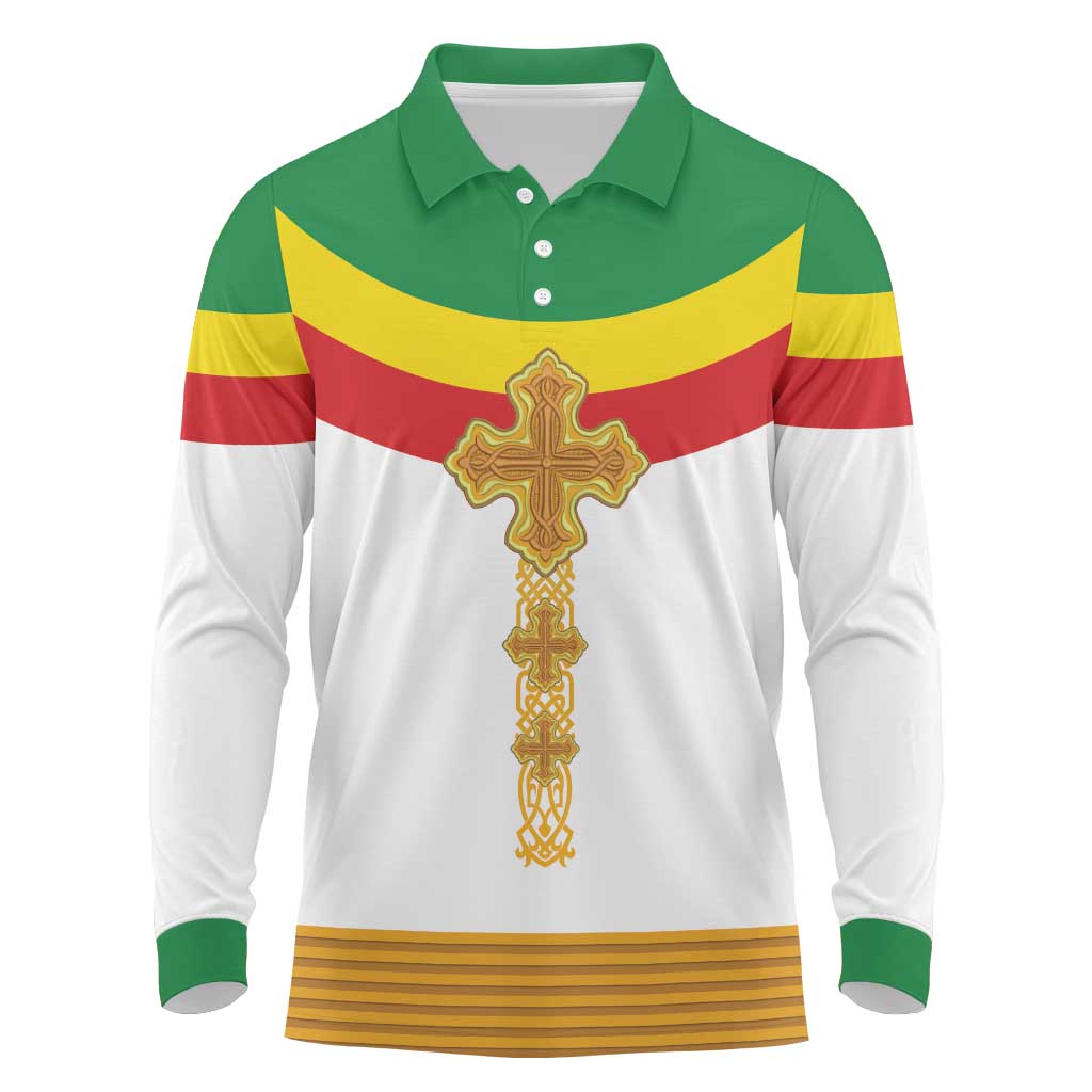 Meskel Ethiopia Long Sleeve Polo Shirt True Cross - African Pride