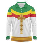 Meskel Ethiopia Long Sleeve Polo Shirt True Cross - African Pride
