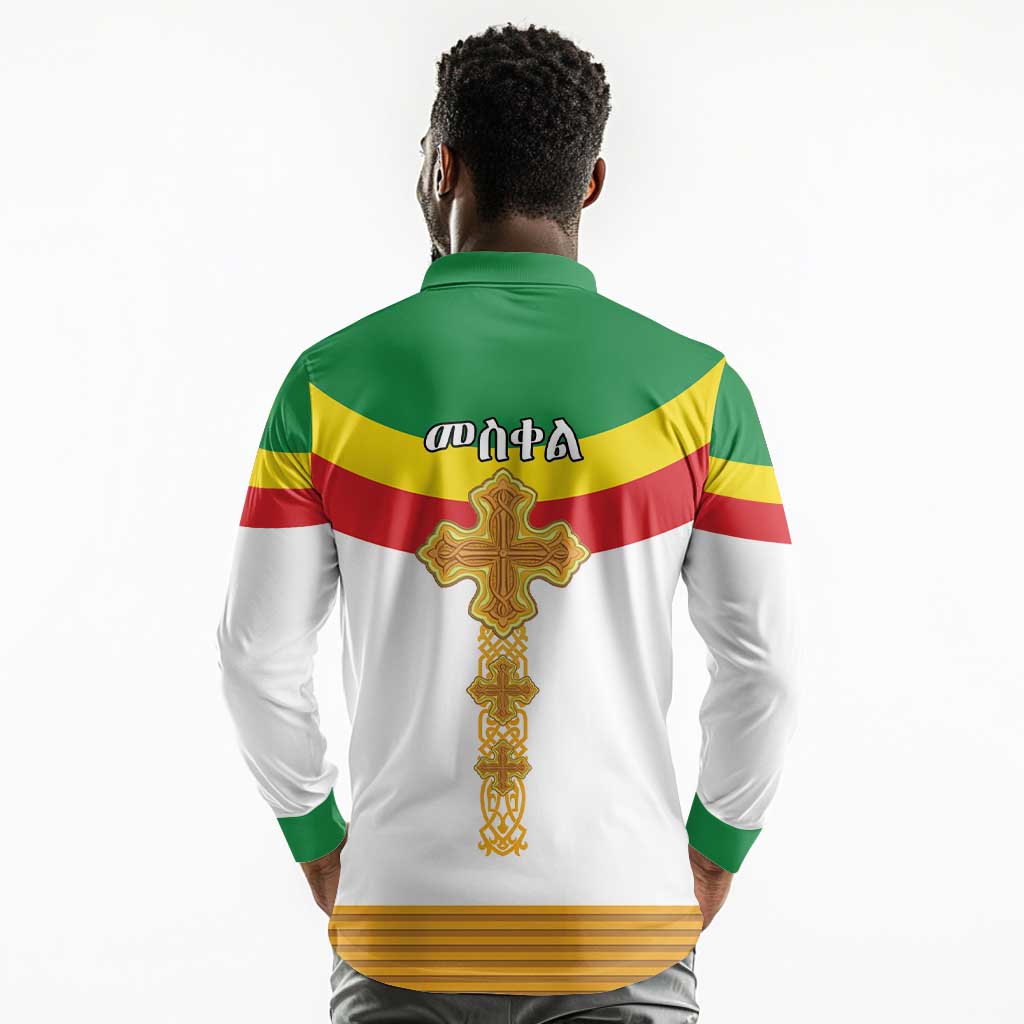 Meskel Ethiopia Long Sleeve Polo Shirt True Cross - African Pride