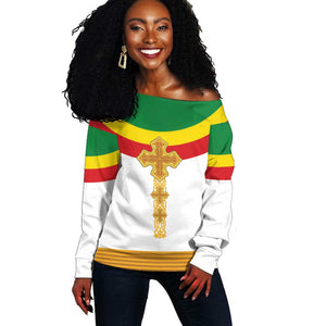 Meskel Ethiopia Off Shoulder Sweater True Cross - African Pride