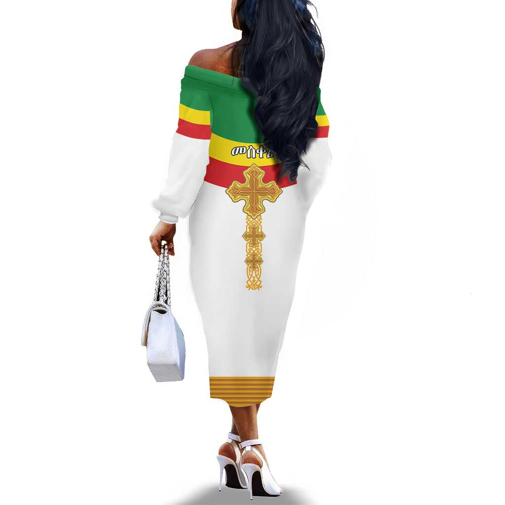 Meskel Ethiopia Off The Shoulder Long Sleeve Dress True Cross - African Pride