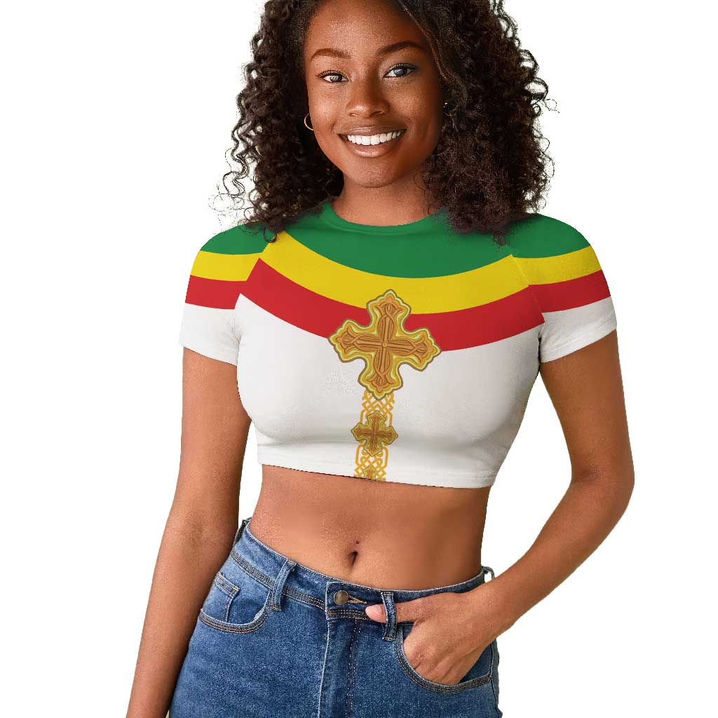 Meskel Ethiopia Raglan Cropped T shirt True Cross - African Pride