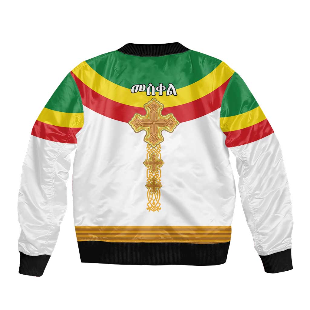 Meskel Ethiopia Sleeve Zip Bomber Jacket True Cross - African Pride