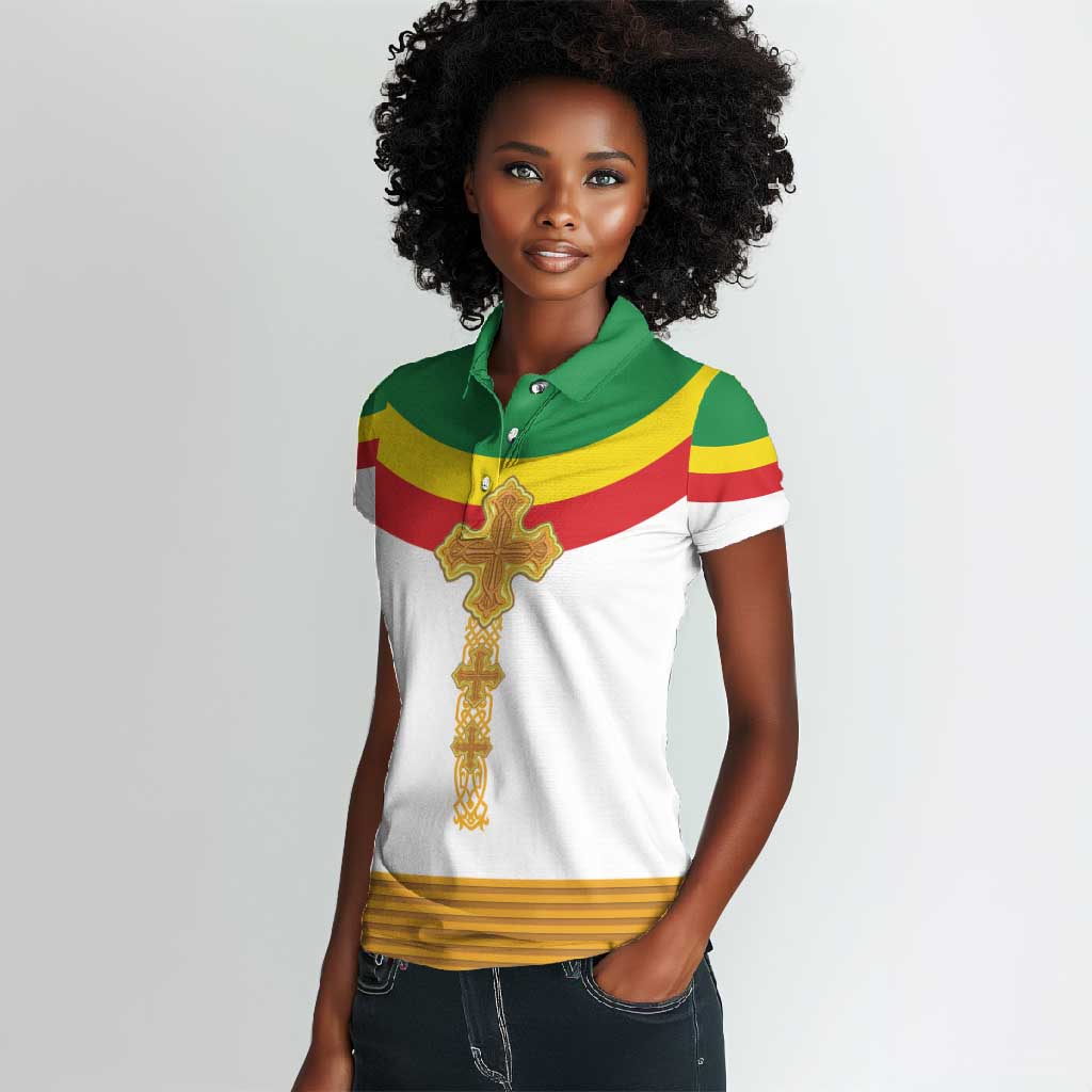 Meskel Ethiopia Women Polo Shirt True Cross - African Pride