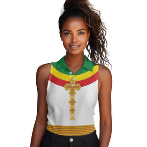 Meskel Ethiopia Women Sleeveless Polo Shirt True Cross - African Pride