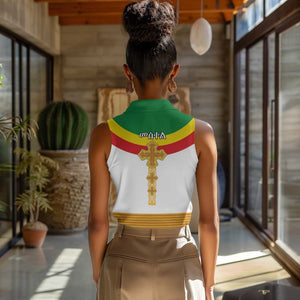 Meskel Ethiopia Women Sleeveless Polo Shirt True Cross - African Pride