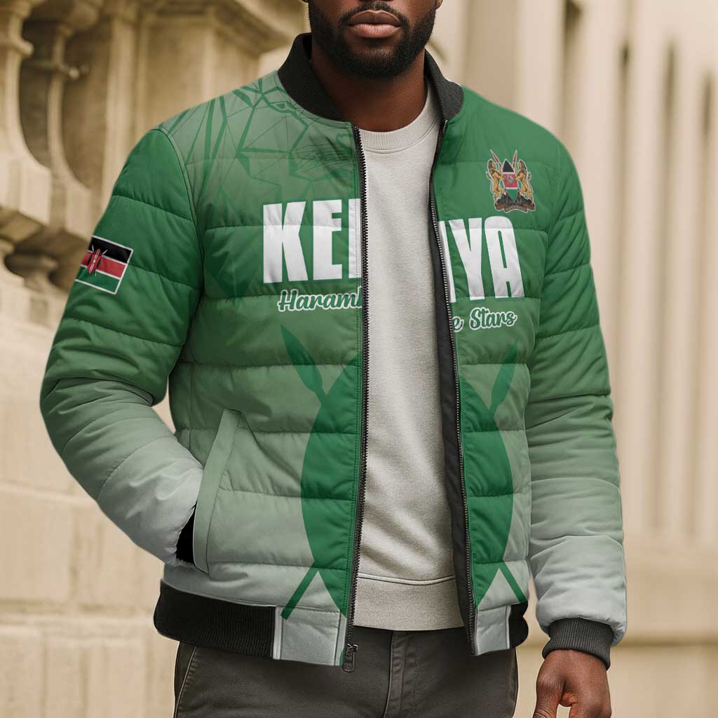Custom Kenya Football Bomber Puffer Jacket Go Champions Harambee Stars