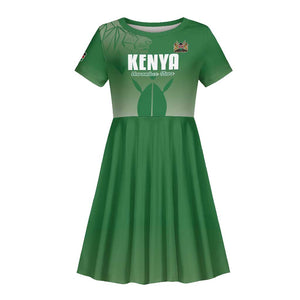 Custom Kenya Football Kid Short Sleeve Dress Go Harambee Stars - African Pride