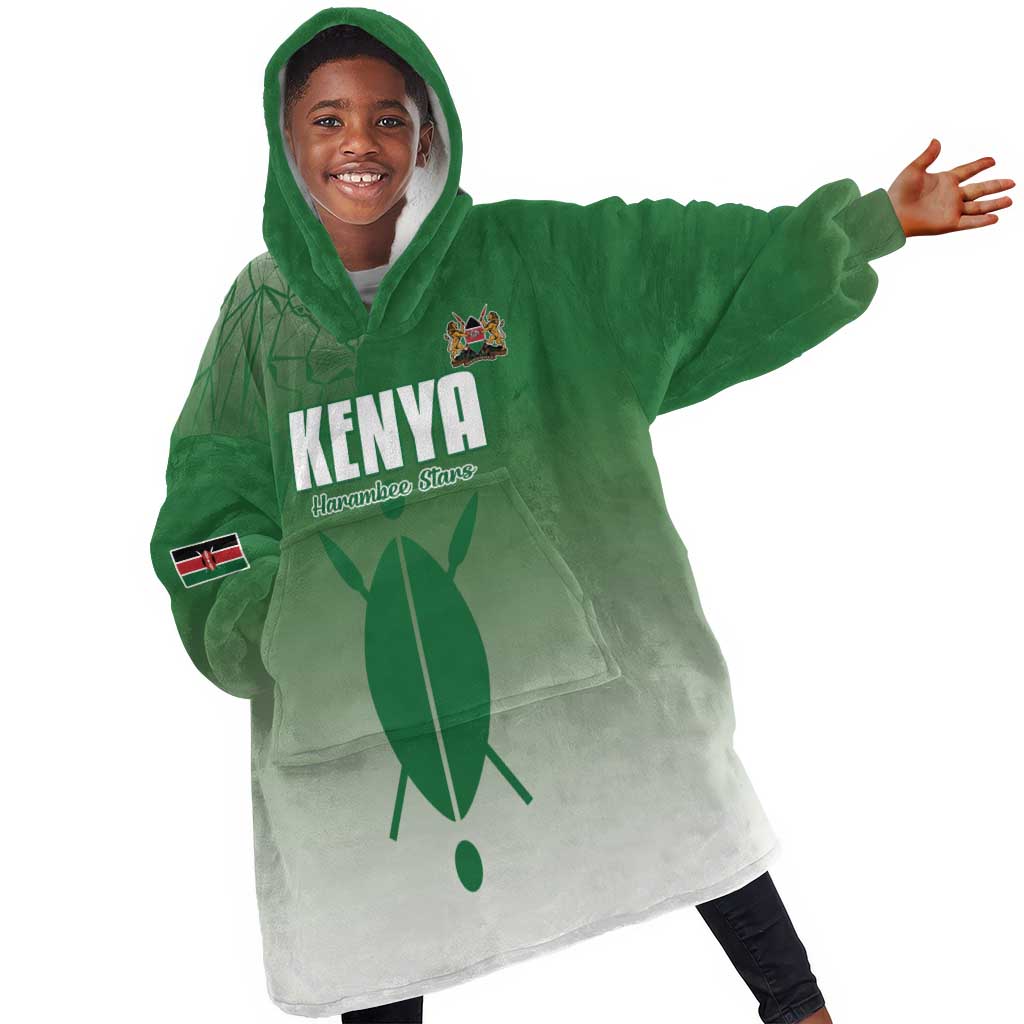 Custom Kenya Football Kid Wearable Blanket Hoodie Go Harambee Stars - African Pride