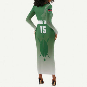 Custom Kenya Football Long Sleeve Bodycon Dress Go Harambee Stars - African Pride