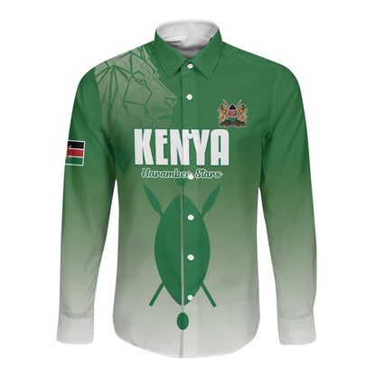 Custom Kenya Football Long Sleeve Button Shirt Go Harambee Stars - African Pride