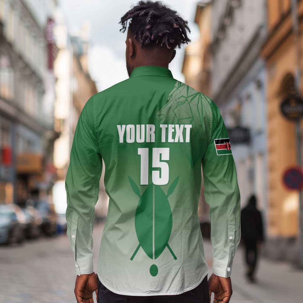 Custom Kenya Football Long Sleeve Button Shirt Go Harambee Stars - African Pride