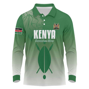 Custom Kenya Football Long Sleeve Polo Shirt Go Harambee Stars - African Pride