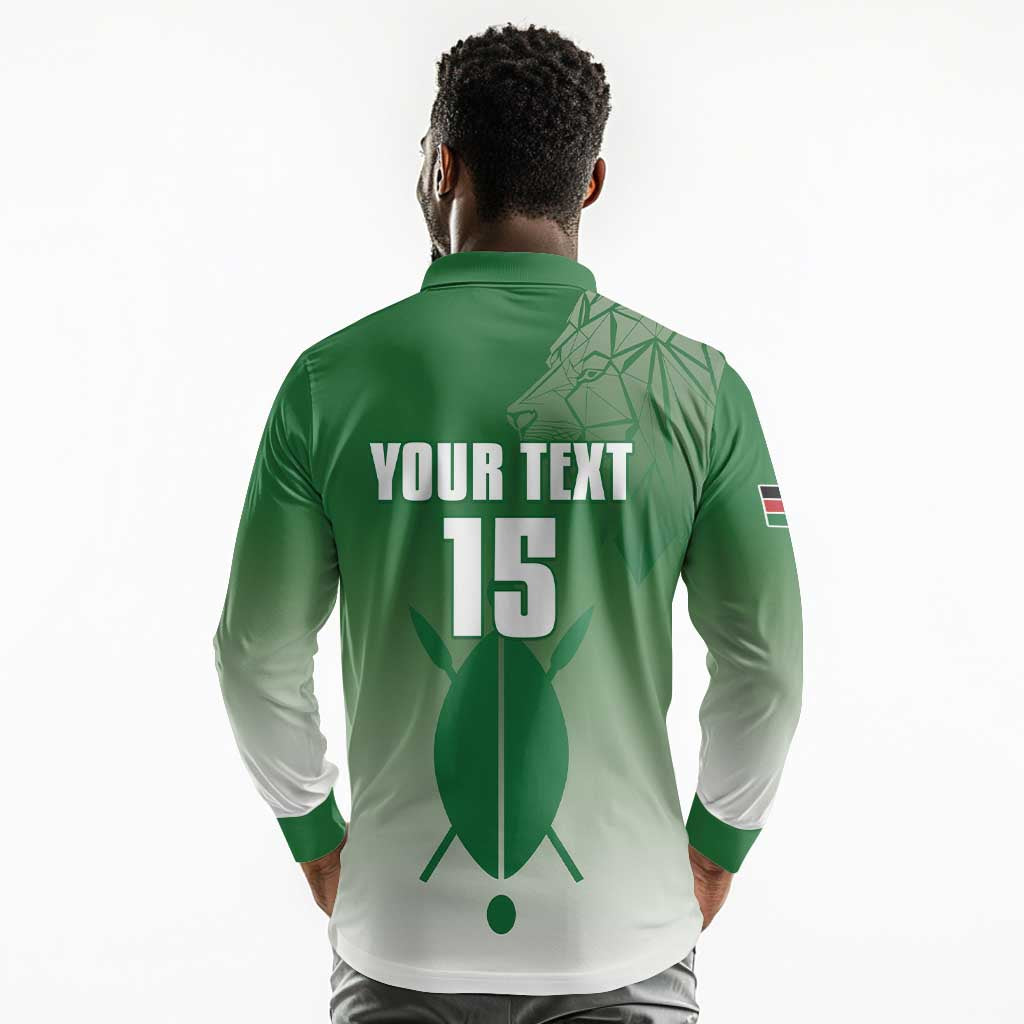 Custom Kenya Football Long Sleeve Polo Shirt Go Harambee Stars - African Pride