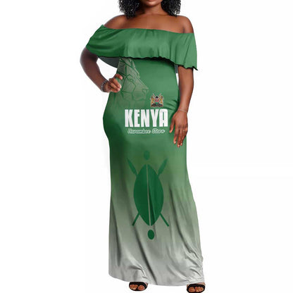 Custom Kenya Football Off Shoulder Maxi Dress Go Harambee Stars - African Pride