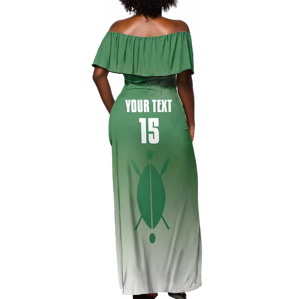 Custom Kenya Football Off Shoulder Maxi Dress Go Harambee Stars - African Pride