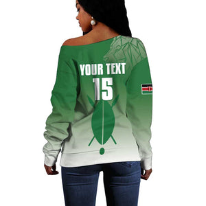 Custom Kenya Football Off Shoulder Sweater Go Harambee Stars - African Pride