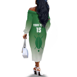 Custom Kenya Football Off The Shoulder Long Sleeve Dress Go Harambee Stars - African Pride