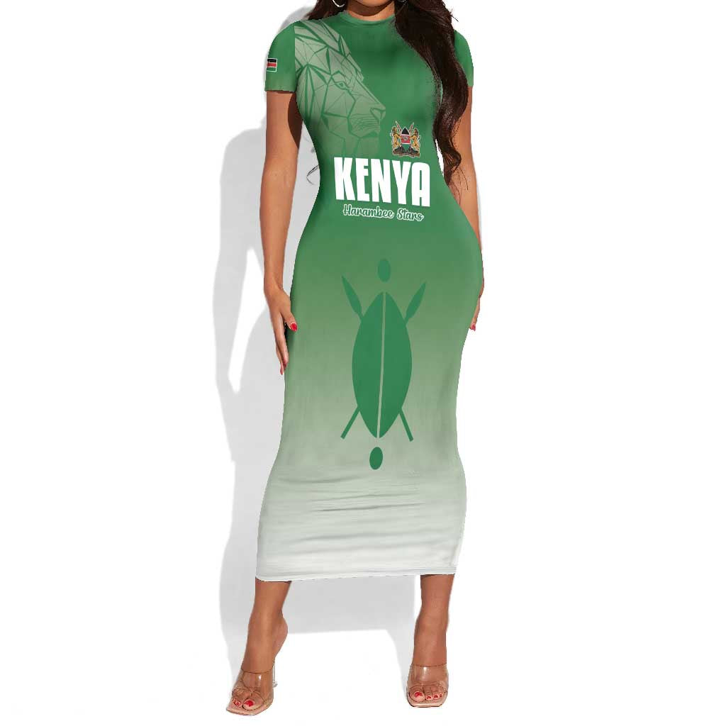 Custom Kenya Football Short Sleeve Bodycon Dress Go Harambee Stars - African Pride