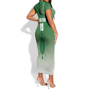 Custom Kenya Football Short Sleeve Bodycon Dress Go Harambee Stars - African Pride