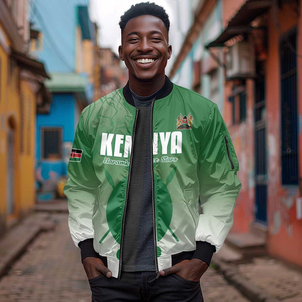Custom Kenya Football Sleeve Zip Bomber Jacket Go Harambee Stars - African Pride