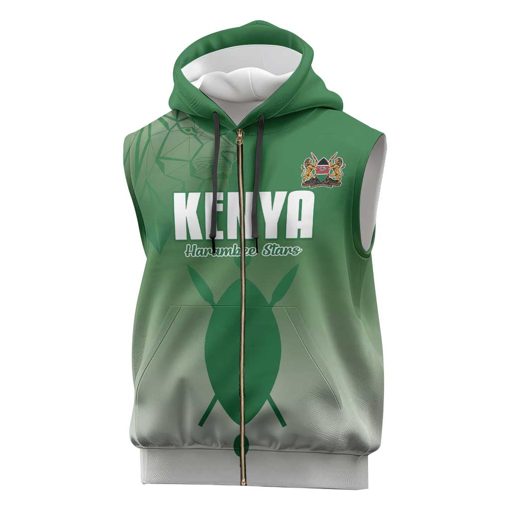 Custom Kenya Football Sleeveless Zip Hoodie Go Harambee Stars - African Pride