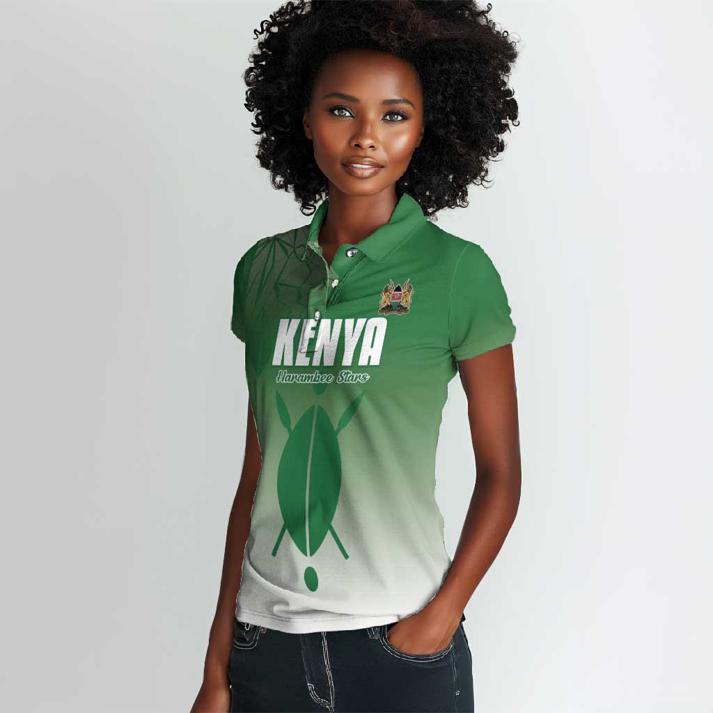 Custom Kenya Football Women Polo Shirt Go Harambee Stars - African Pride