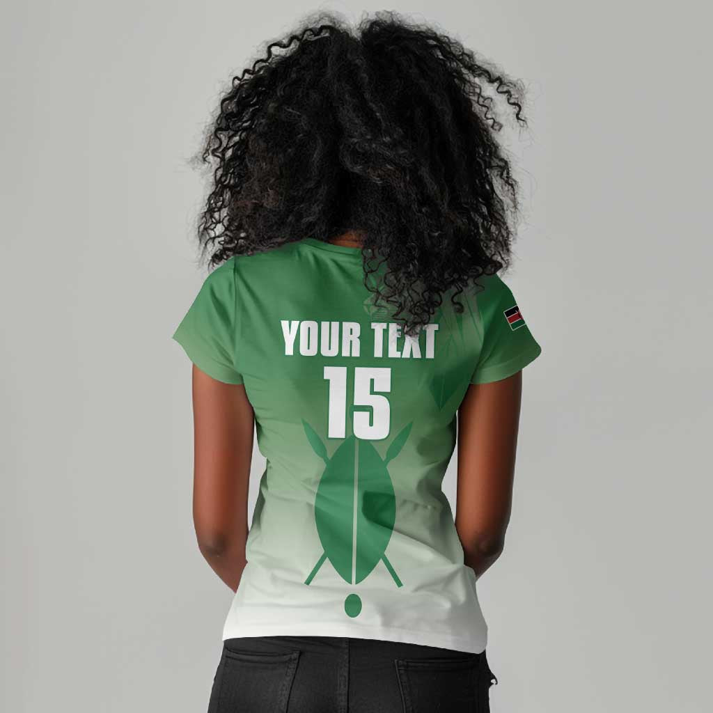 Custom Kenya Football Women V-Neck T-Shirt Go Harambee Stars - African Pride