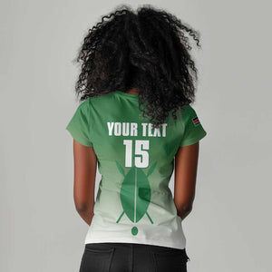 Custom Kenya Football Women V-Neck T-Shirt Go Harambee Stars - African Pride