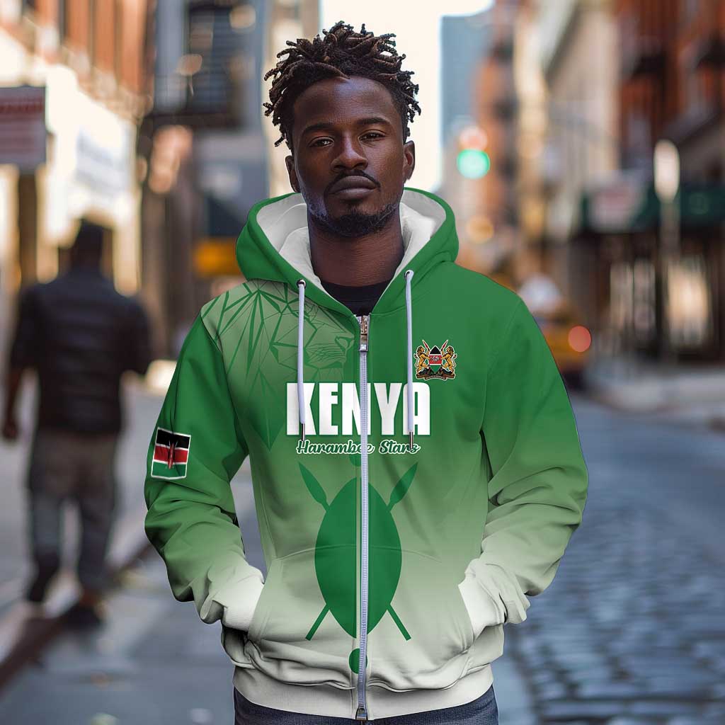 Custom Kenya Football Zip Hoodie Go Harambee Stars - African Pride