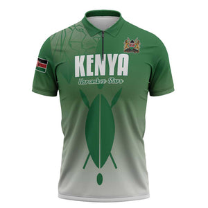 Custom Kenya Football Zipper Polo Shirt Go Champions Harambee Stars
