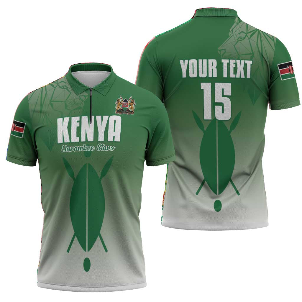 Custom Kenya Football Zipper Polo Shirt Go Champions Harambee Stars