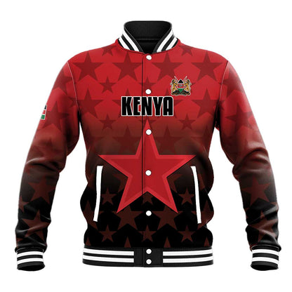 Custom Kenya Football Baseball Jacket Harambee Harambee Stars - Red Jersey - African Pride