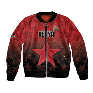 Custom Kenya Football Bomber Jacket Harambee Harambee Stars - Red Jersey - African Pride