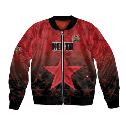 Custom Kenya Football Bomber Jacket Harambee Harambee Stars - Red Jersey - African Pride