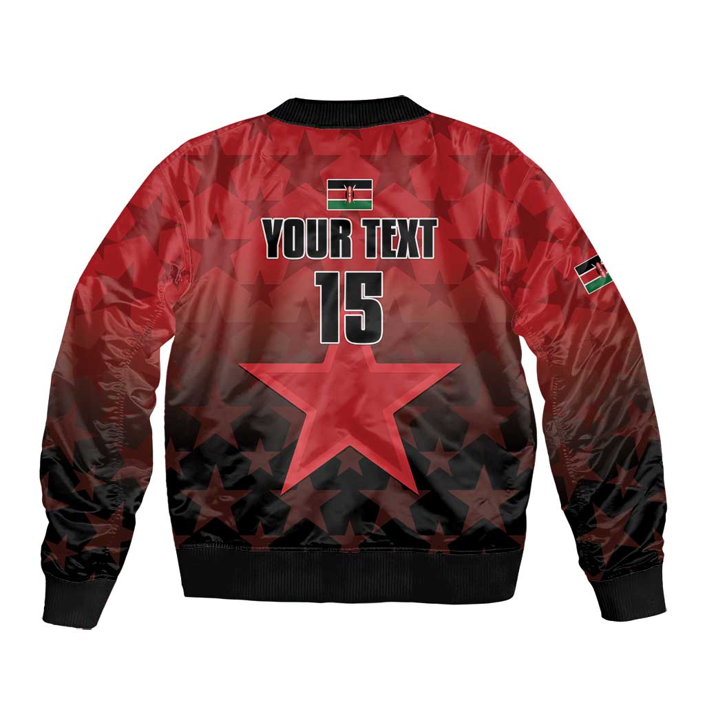 Custom Kenya Football Bomber Jacket Harambee Harambee Stars - Red Jersey - African Pride