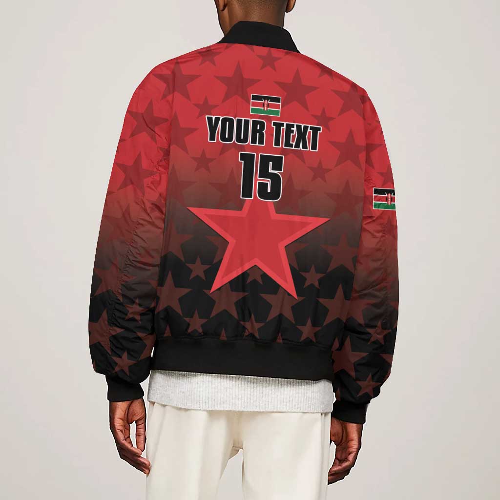 Custom Kenya Football Bomber Jacket Harambee Harambee Stars - Red Jersey - African Pride