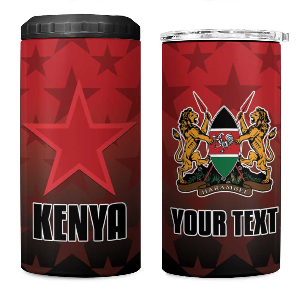 Custom Kenya Football 4 in 1 Can Cooler Tumbler Harambee Harambee Stars - Red Jersey - African Pride