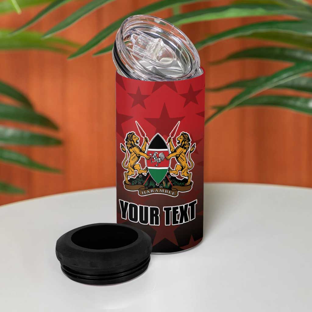 Custom Kenya Football 4 in 1 Can Cooler Tumbler Harambee Harambee Stars - Red Jersey - African Pride