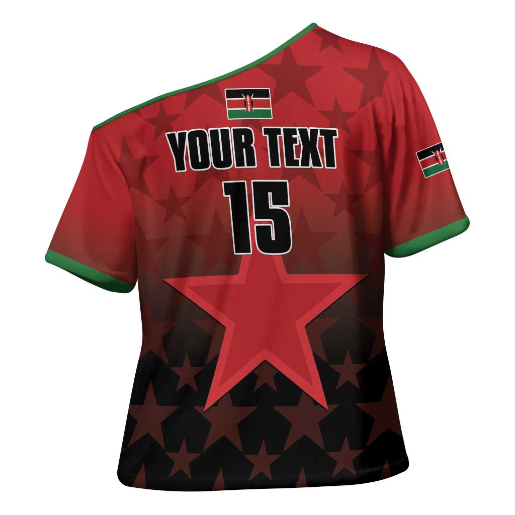 Custom Kenya Football Cross Shoulder Shirt Go Harambee Stars - Red Jersey