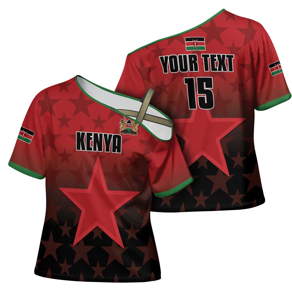 Custom Kenya Football Cross Shoulder Shirt Go Harambee Stars - Red Jersey