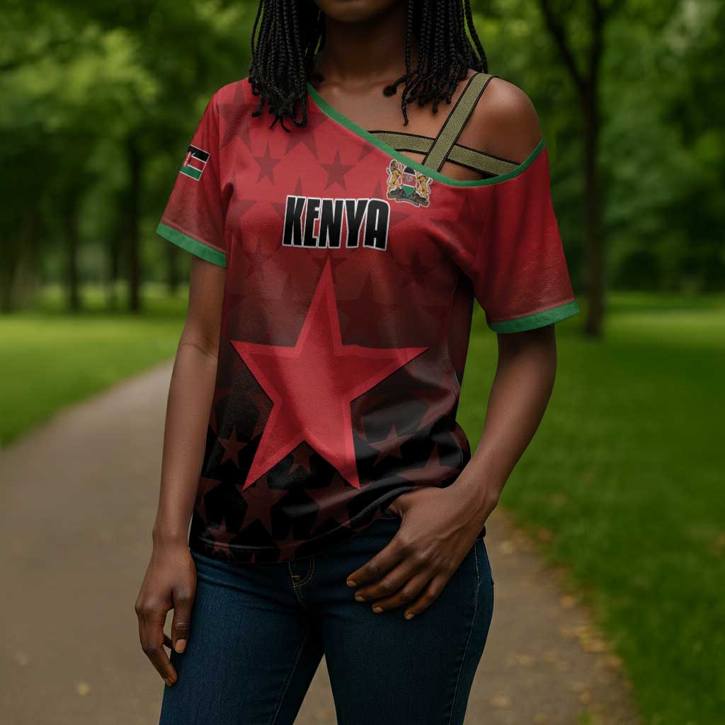 Custom Kenya Football Cross Shoulder Shirt Go Harambee Stars - Red Jersey
