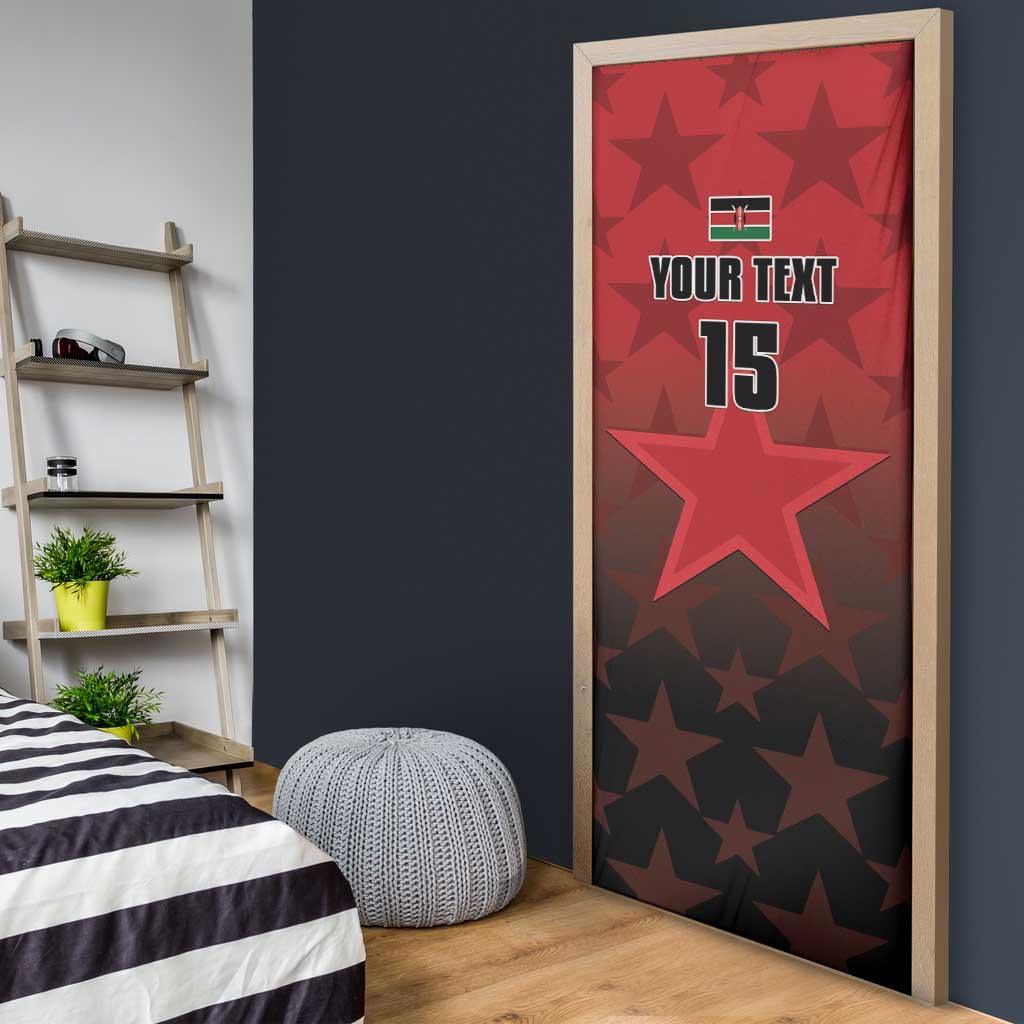 Custom Kenya Football Door Cover Go Harambee Stars - Red Jersey
